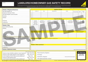 Sample Gas Safety Record
